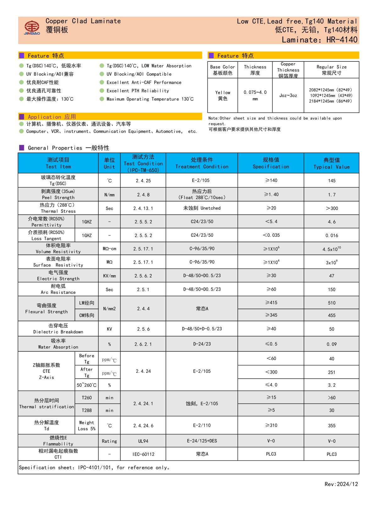 HR-4140覆铜箔层压板